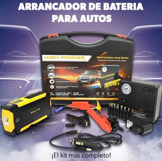 Iniciador De Batería Carro Mini Compresor + Linterna de emergencia, Marca High Power™