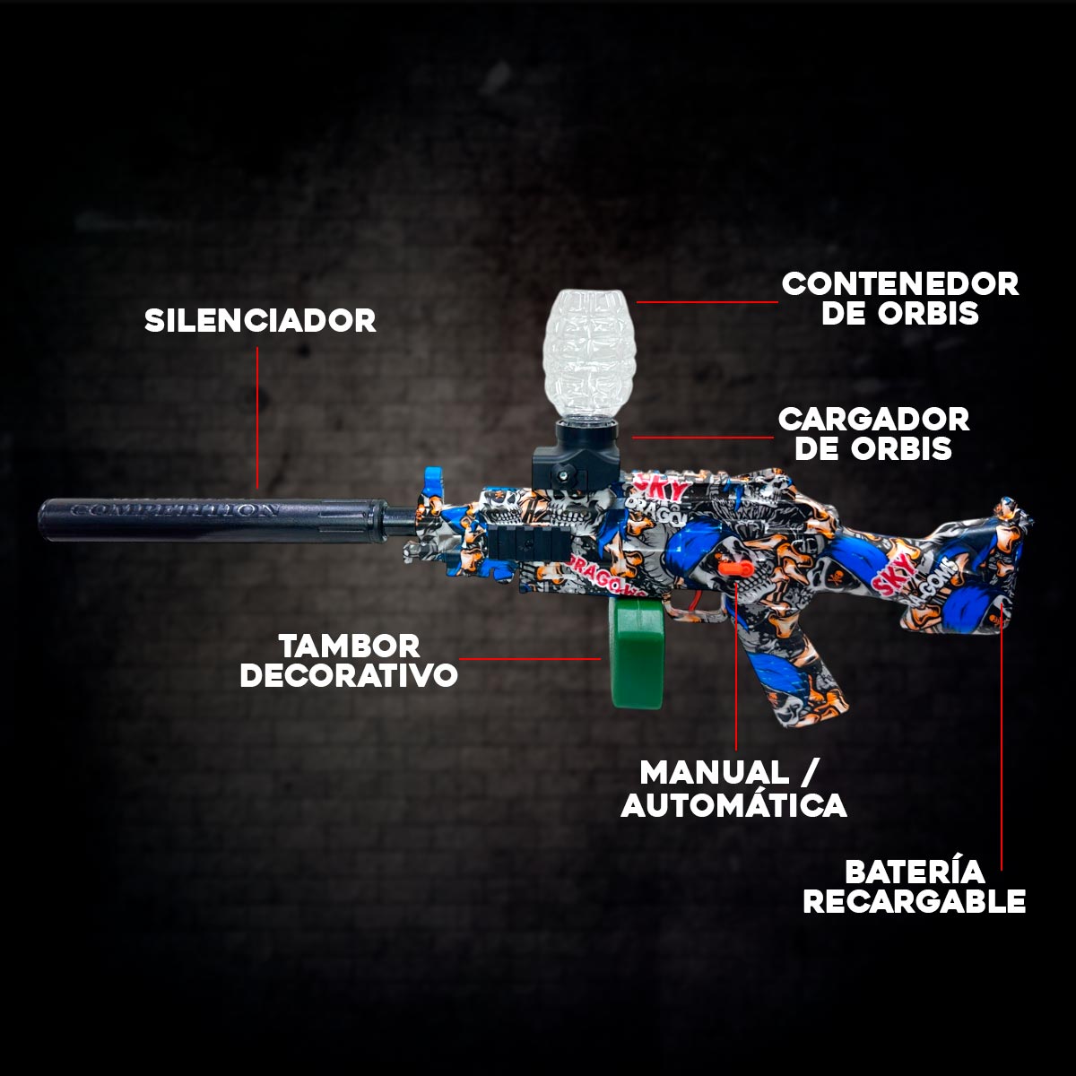 Pistola de Juegos Hidrogel 500 bolas de obsequio